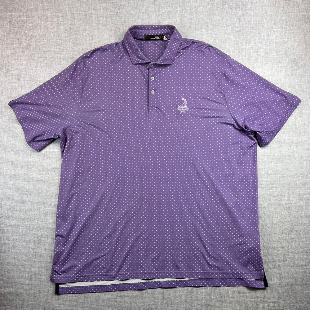 RLX Ralph Lauren Pinehurst Golf Polo Shirt Men XXL Purple Micro Dot‎ Preppy Tech